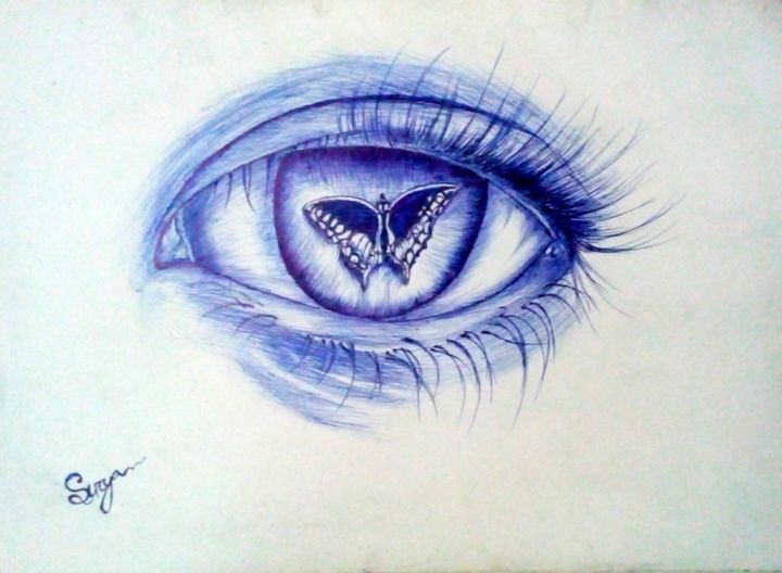 Desenho intitulada "Eye" por Surya Das, Obras de arte originais, Canetac de aerossol
