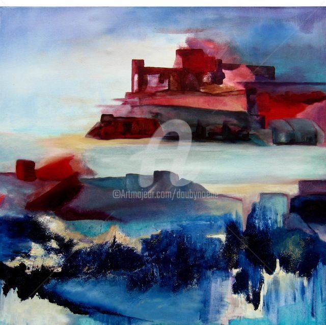 Картина под названием "chateau rouge" - Noëlle Dauby, Подлинное произведение искусства