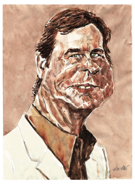 Peinture intitulée "Bill Paxton" par Bertrand Daullé, Œuvre d'art originale, Aquarelle