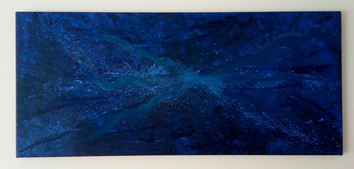 Painting titled "Dark-blue galaxy" by Mathieu Dauphinais (Dauphinais), Original Artwork, Acrylic