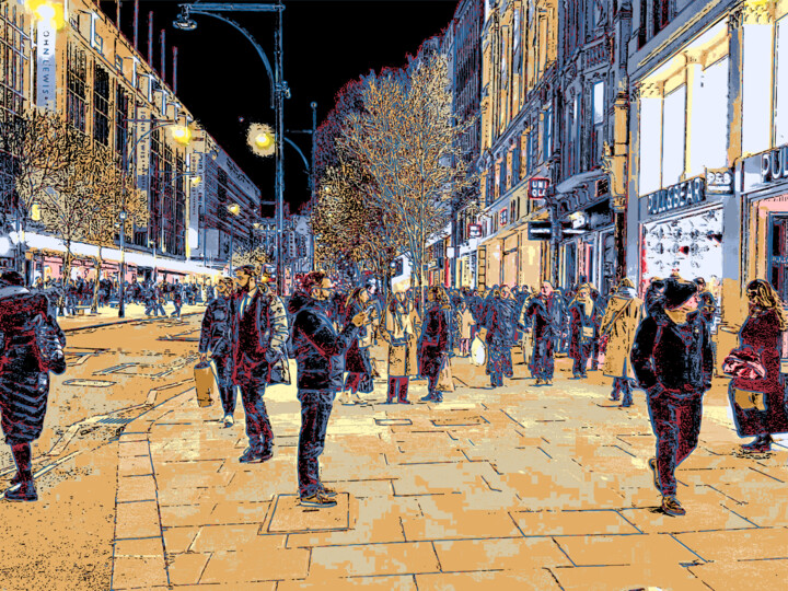 Arte digital titulada "Oxford Street Londo…" por Dave Collier, Obra de arte original, Trabajo Digital 2D