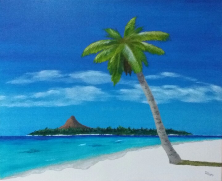 Painting titled "Tropical Dream" by Dave Wang (hauthomme), Original Artwork, Oil