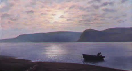 Schilderij getiteld "Sunset at Arnside" door David Storey, Origineel Kunstwerk
