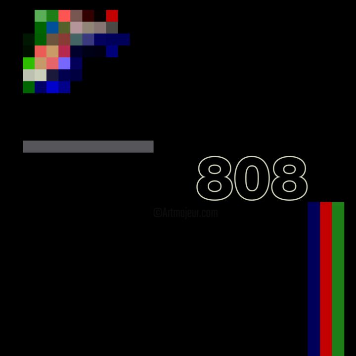 Digital Arts titled "Black / Muti 808-60" by Dave Echo, Original Art, 2D Digital Work