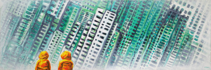 Peinture intitulée "Diluviennes" par David Stany Garnier, Œuvre d'art originale, Acrylique