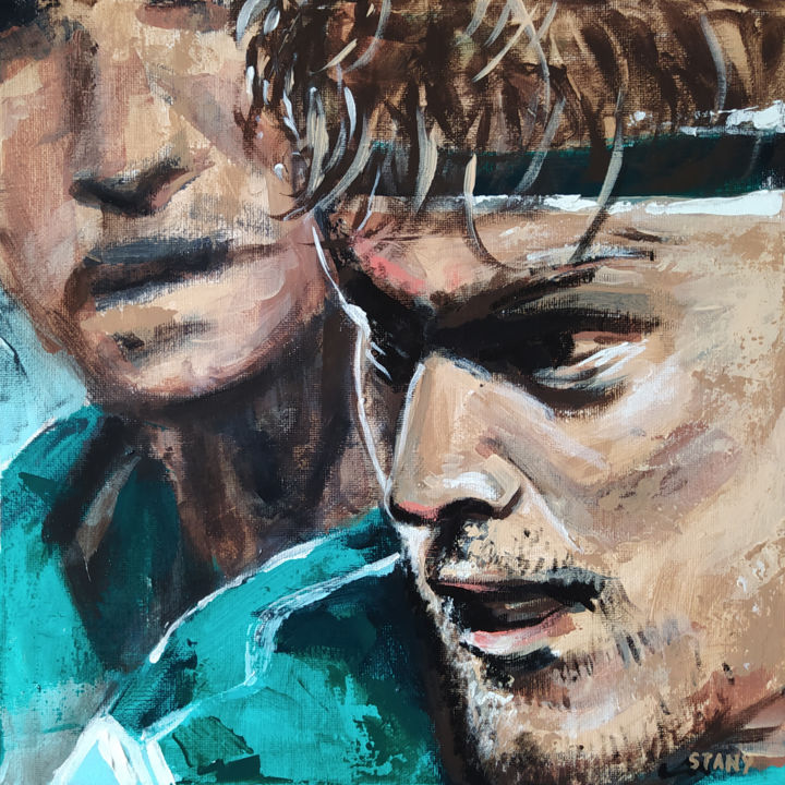 Peinture intitulée "Rugbymen" par David Stany Garnier, Œuvre d'art originale, Acrylique