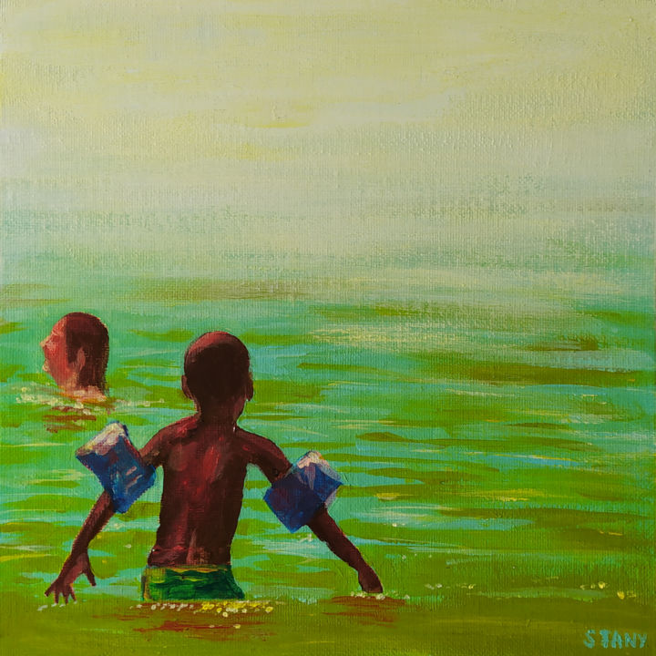 Peinture intitulée "Une Vague Hésitation" par David Stany Garnier, Œuvre d'art originale, Acrylique