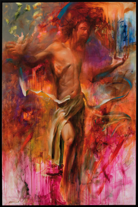 Schilderij getiteld "My Jesus" door David, Origineel Kunstwerk, Olie