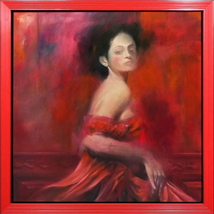 Painting titled "ROSSO" by David, Original Artwork, Oil