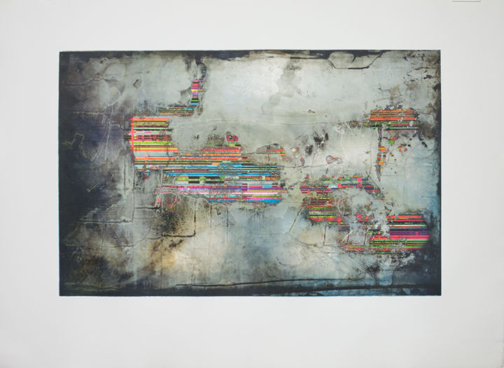 Printmaking titled "World Gone Wrong" by David Dodsworth, Original Art, Etching