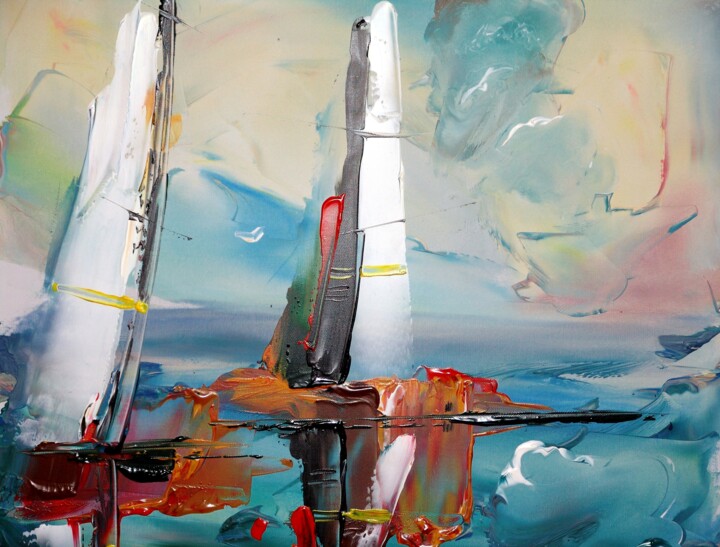 Malerei mit dem Titel "The Boat" von David, Original-Kunstwerk, Acryl