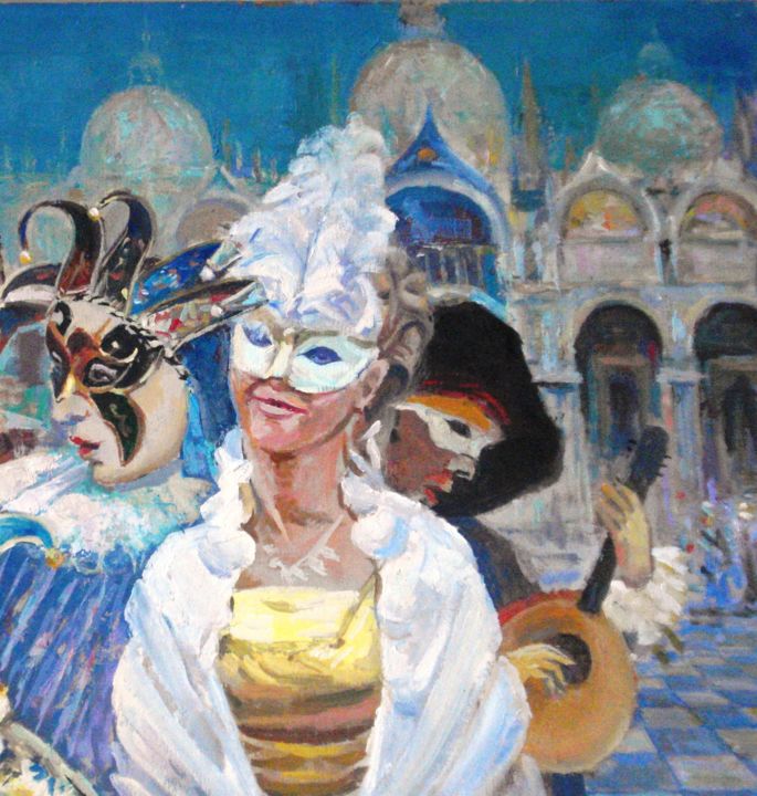Pittura intitolato "Venice/DavidAbraham…" da David Abrahamian, Opera d'arte originale, Olio