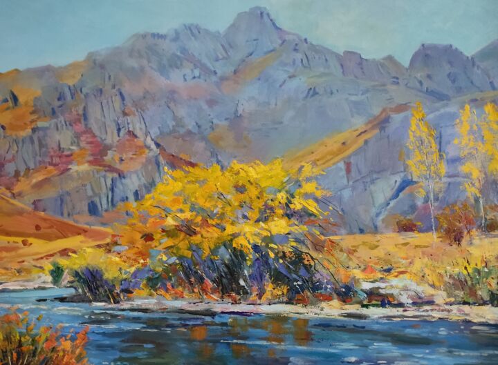 Картина под названием "Река Ехегис" - David Abrahamyan, Подлинное произведение искусства, Масло