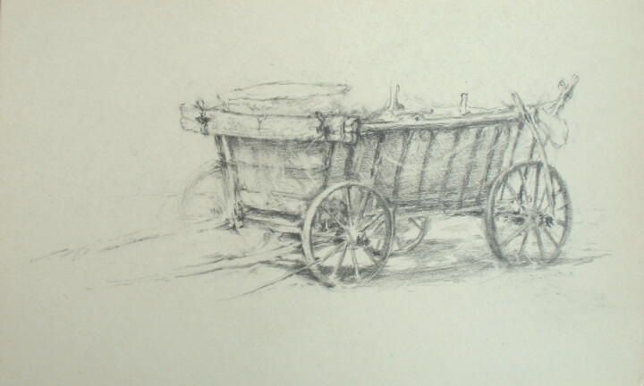 Desenho intitulada "Old Wagon" por David Beglaryan, Obras de arte originais, Grafite