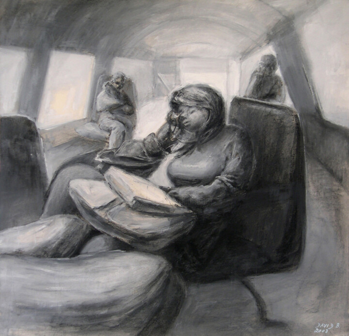 Drawing titled "Julie Endormie" by David Benayoun, Original Artwork, Chalk