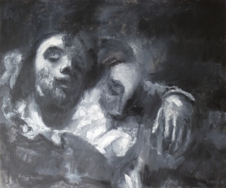 Disegno intitolato "D'après L'Homme ble…" da David Benayoun, Opera d'arte originale, Pastello