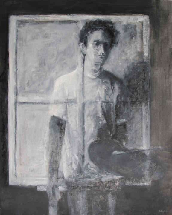Desenho intitulada "Autoportrait et châ…" por David Benayoun, Obras de arte originais, Pastel