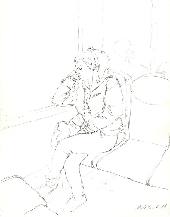 Drawing titled "Mélanie (croquis da…" by David Benayoun, Original Artwork, Graphite