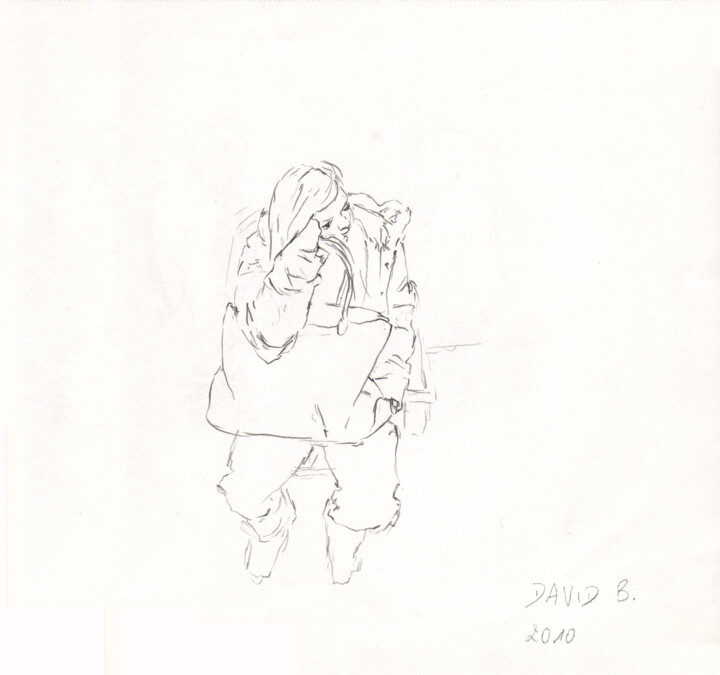 Drawing titled "Juliette (croquis d…" by David Benayoun, Original Artwork, Graphite