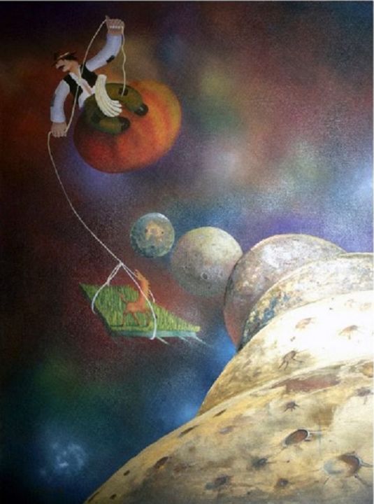 Malarstwo zatytułowany „New Planet” autorstwa David Berkowitz Chicago, Oryginalna praca