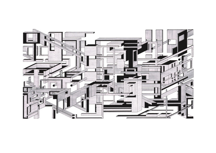 Drawing titled "Facade" by David Boyd, Original Artwork, Pencil