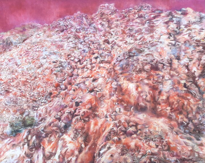 Peinture intitulée "Terre rouge" par David Braka, Œuvre d'art originale, Huile Monté sur Châssis en bois