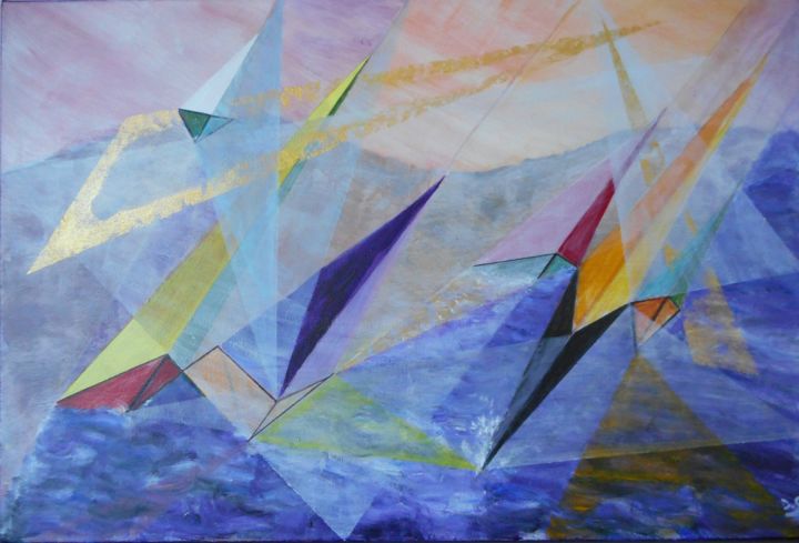 Peinture intitulée "triangles" par David Callahan, Œuvre d'art originale, Acrylique