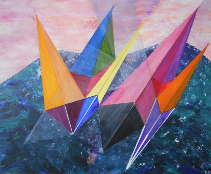Peinture intitulée "triangles-ii" par David Callahan, Œuvre d'art originale, Acrylique