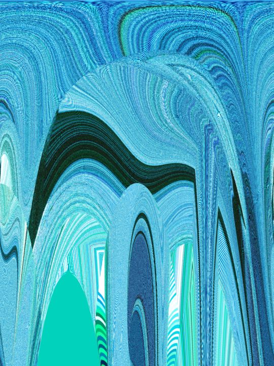 Digital Arts titled "blue-alhambra" by David Callahan, Original Artwork, Digital Painting