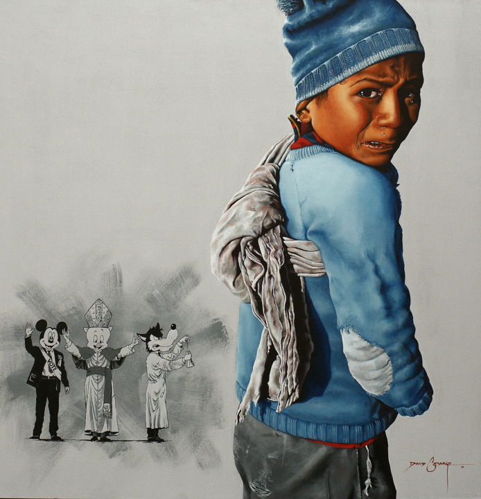 Schilderij getiteld "Inocente Humanidad" door David Camargo, Origineel Kunstwerk, Acryl