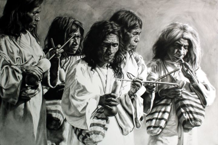Drawing titled "The Guardians" by David Camargo, Original Artwork, Chalk