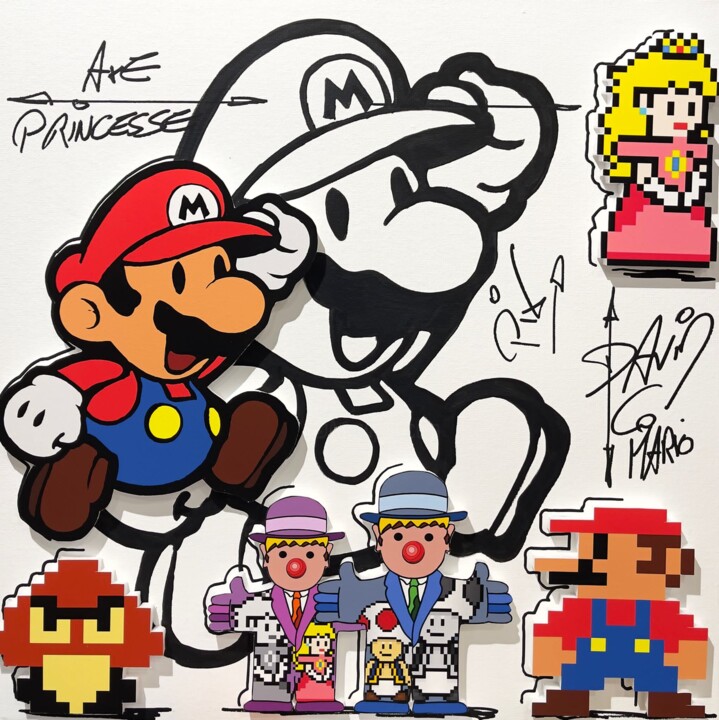 Painting titled "Mario Pix Série I" by David Cumps, Original Artwork, Acrylic Mounted on Wood Stretcher frame
