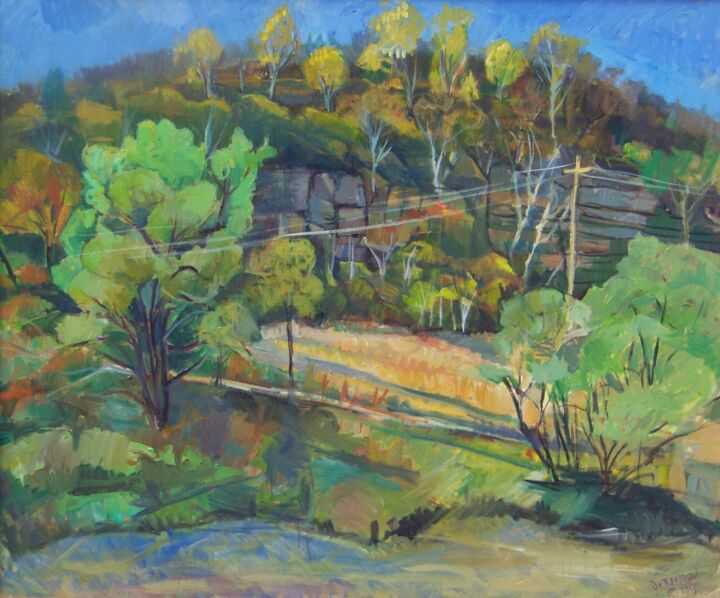 Painting titled "Quarry" by David De Rousseau, Original Artwork, Oil