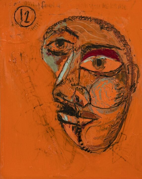Pittura intitolato "Orange Judas 1" da David Eugene Lemley, Opera d'arte originale, Olio