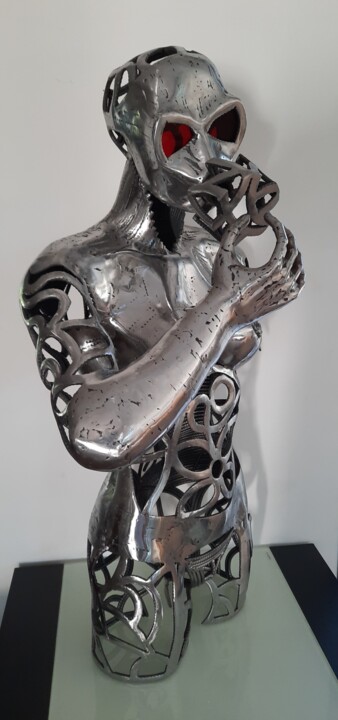 Sculpture titled "2069, année érotique" by David Fabié, Original Artwork, Metals