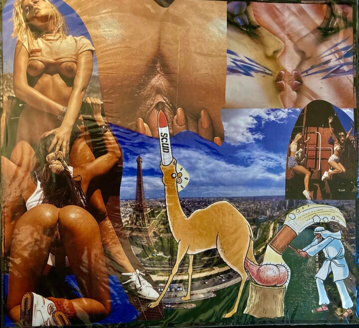 Collages intitolato "с любовью с парижа/…" da David Fliger, Opera d'arte originale, Collages
