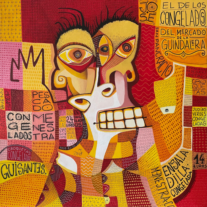 Schilderij getiteld "Jose el de los cong…" door David García Rincón, Origineel Kunstwerk, Acryl Gemonteerd op Frame voor hou…
