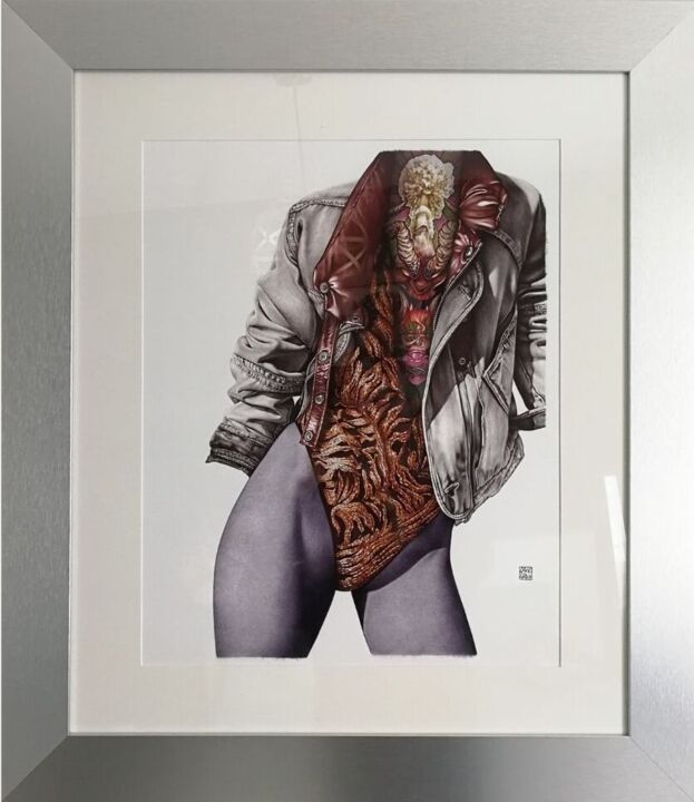 Dessin intitulée "Le Diable au corps" par David Graux, Œuvre d'art originale, Stylo à bille