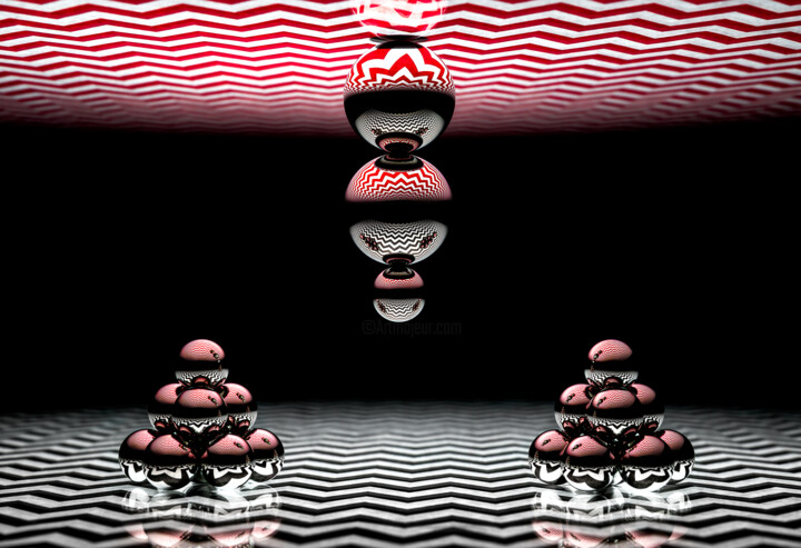 Fotografie getiteld "Red and black refle…" door David Ilzhoefer, Origineel Kunstwerk, Digitale fotografie
