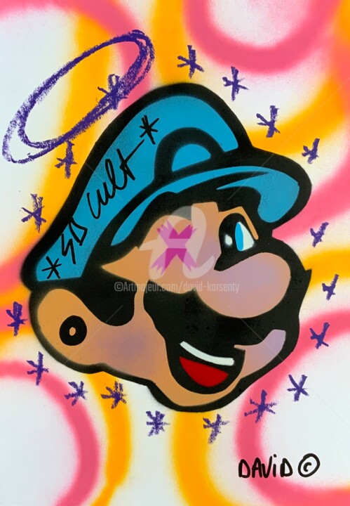 Schilderij getiteld "Mario" door David Karsenty, Origineel Kunstwerk, Graffiti