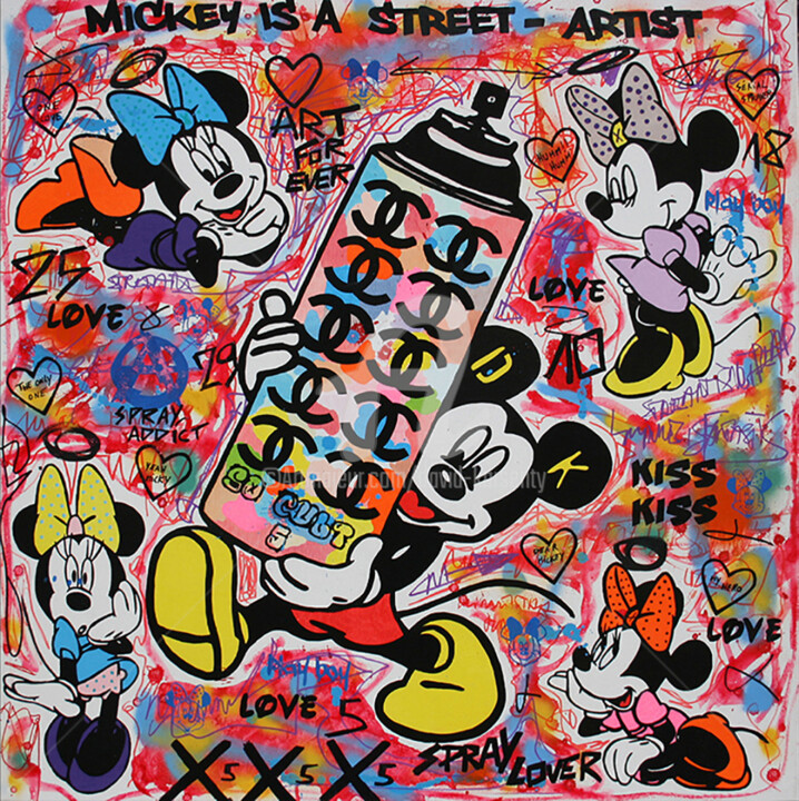 Pintura intitulada "Mickey is a street-…" por David Karsenty, Obras de arte originais, Acrílico