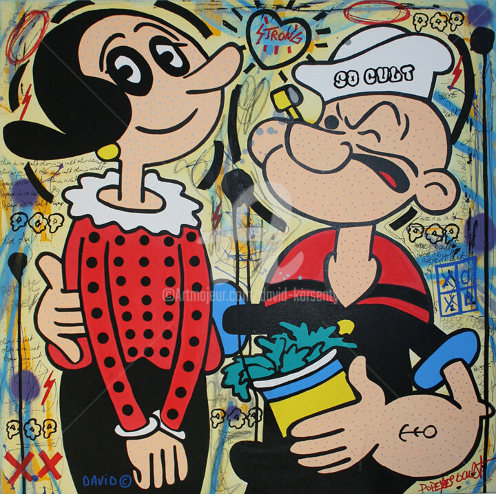 Peinture intitulée "POPEYE IS SO CULT" par David Karsenty, Œuvre d'art originale, Acrylique