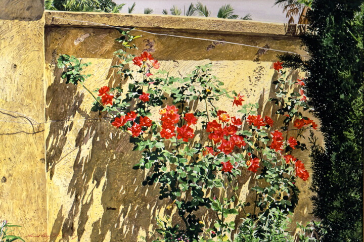 Schilderij getiteld "89-ancient-roses.jpg" door David Lloyd Glover, Origineel Kunstwerk
