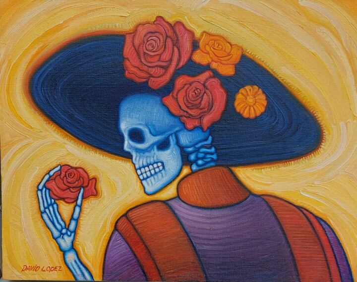 Pintura titulada "Catrina" por David Lopez, Obra de arte original, Oleo