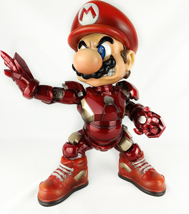 Sculpture titled "Iron Mario" by David Maeseele, Original Artwork, Airbrush