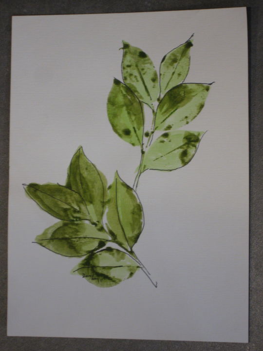 Painting titled "Camellia leaves #1" by David Maggard, Original Art, Acrylic