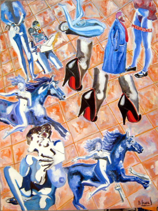 Картина под названием "talons aiguilles" - David Mazza, Подлинное произведение искусства, Масло