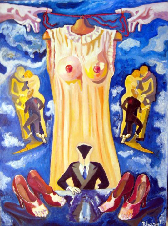 Картина под названием "La grande débauche" - David Mazza, Подлинное произведение искусства, Масло