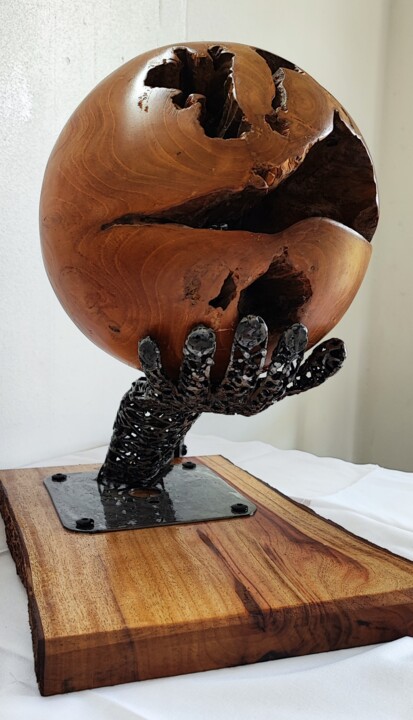 Sculpture intitulée "One Earth" par David Nativel, Œuvre d'art originale, Fil de fer