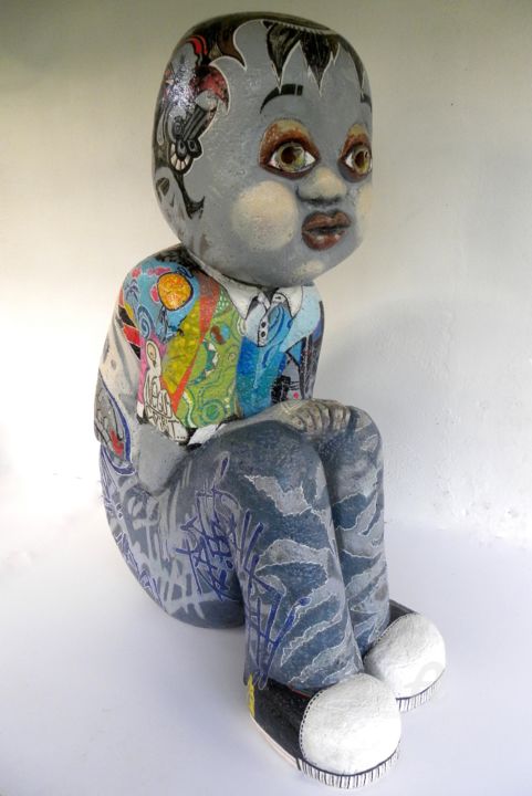 Scultura intitolato "Kiddy boy" da David Né, Opera d'arte originale, Altro